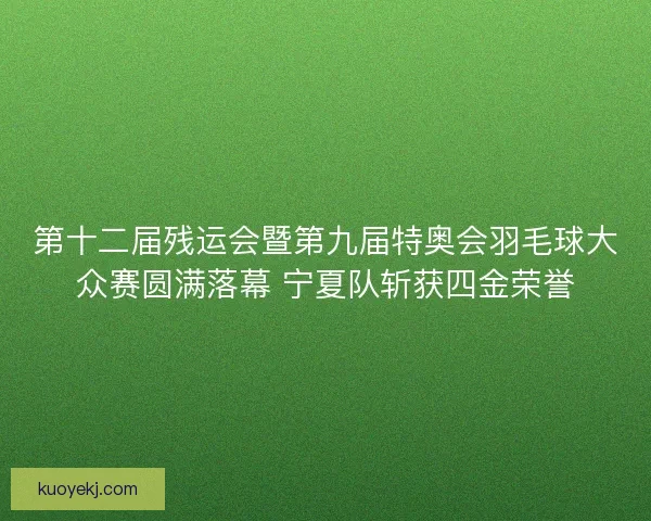 第十二届残运会暨第九届特奥会羽毛球大众赛圆满落幕 宁夏队斩获四金荣誉