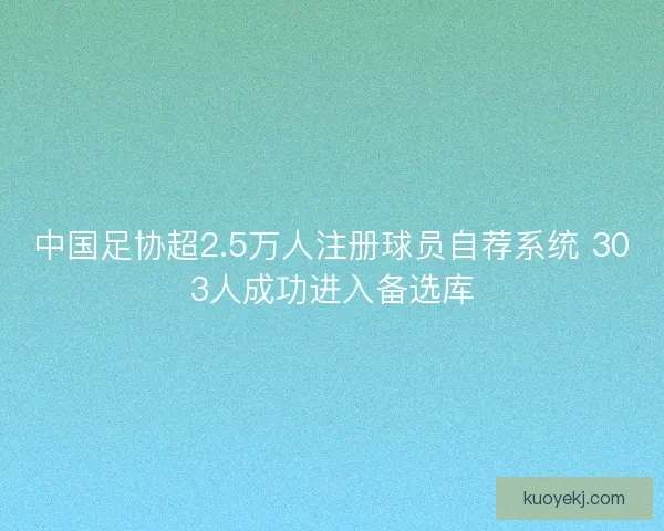 中国足协超2.5万人注册球员自荐系统 303人成功进入备选库 中国足协超2.5万人注册球员自荐系统 303人成功进入备选库