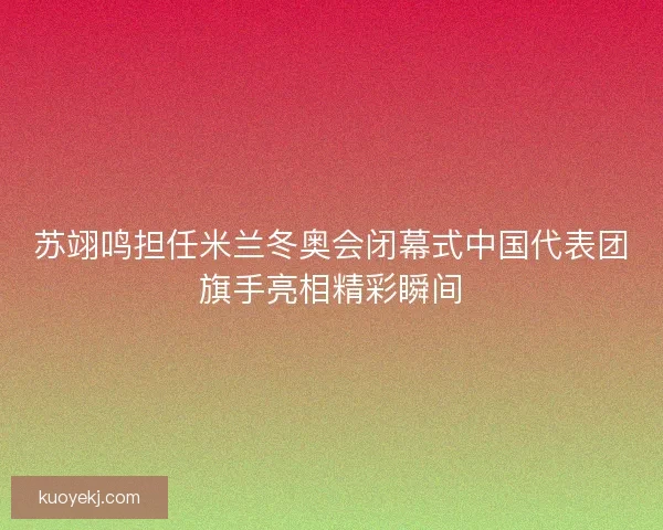 苏翊鸣担任米兰冬奥会闭幕式中国代表团旗手亮相精彩瞬间 苏翊鸣担任米兰冬奥会闭幕式中国代表团旗手亮相精彩瞬间
